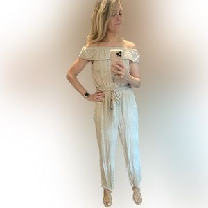 Pinstripe Jumpsuit with Belt